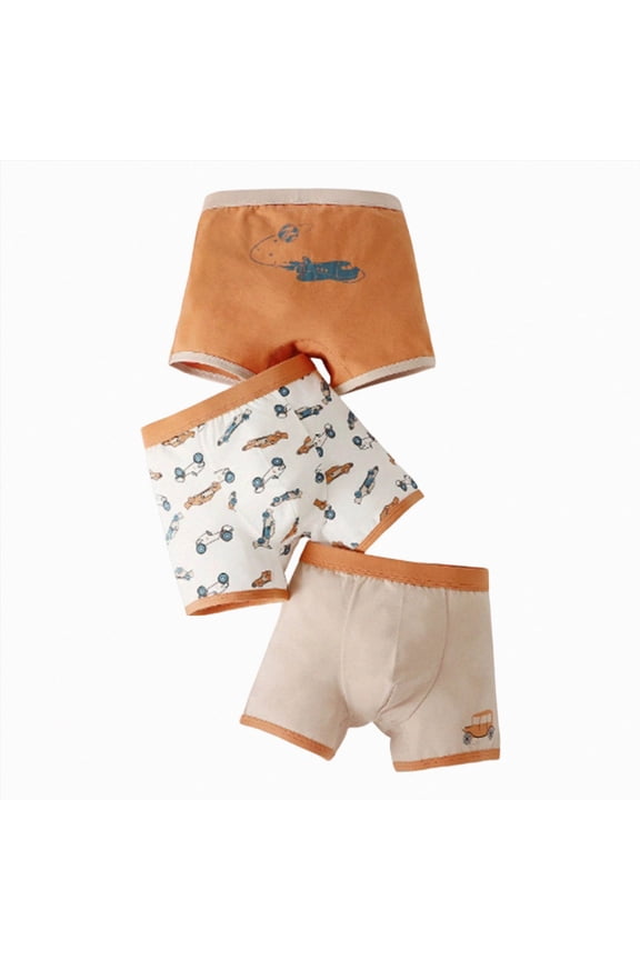 3 Pack Cotton Boys Boxer Briefs Toddler Underwear Comfort Lightweight Breathable Stretch Flex Underwear for Boy (Orange, 7-8 Years)