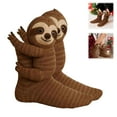 thumbnail image 1 of zaveiop Animal Socks, 3D Knit Animal Sloth Socks for women, Cute Plush Animals Hug Sock, Long Stocking Sock for Christmas Gifts (Brick Red, One Size), 1 of 6