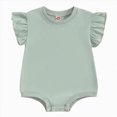 thumbnail image 1 of zaveiop Baby Girl Solid Ruffle Romper Bodysuit Jumpsuit Casual Clothes (Light Green, 3-6 Months), 1 of 5