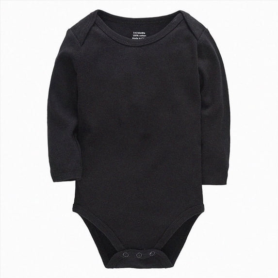 zaveiop Baby Newborn Boys Long Sleeve Bodysuit Solid Cotton Loose Onesie Outfit Romper Toddler Infant Summer Funny Jumpsuit (Black, 0-3M)