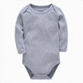 thumbnail image 1 of zaveiop Baby Newborn Boys Long Sleeve Bodysuit Solid Cotton Loose Onesie Outfit Romper Toddler Infant Summer Funny Jumpsuit (Grey, 9-12M), 1 of 7