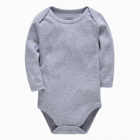 zaveiop Baby Newborn Boys Long Sleeve Bodysuit Solid Cotton Loose Onesie Outfit Romper Toddler Infant Summer Funny Jumpsuit (Grey, 9-12M)