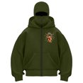 thumbnail image 1 of zaveiop Balaclava Zip up Hoodie Double Hooded Y2K Streetwear Oversized Windproof Sweatshirt with Warm Mask for Women (Army Green, XL), 1 of 4
