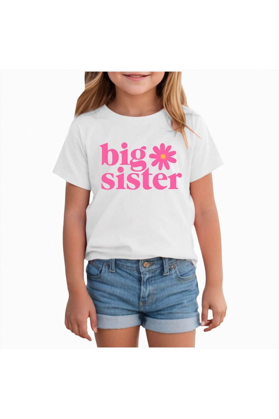 Big Sister Shirts for Girls 18M-14T Years Toddler Kid Promoted to Big Sister T-Shirt Little Girl Gift Tee Top (White, 2-3 Years)