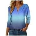 thumbnail image 1 of zaveiop Blouses for Women Dressy Casual 3/4 Length Sleeve Womens Tops 2025 Henley Neck Shirts Three Quarter Sleeve Tshirts (Z1-Light Blue, M), 1 of 5