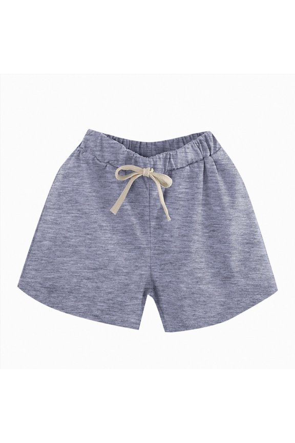Boys Linen Shorts Casual Pull-On Elastic Waist Drawstring Summer Beach Shorts (Grey, 5-6 Years)