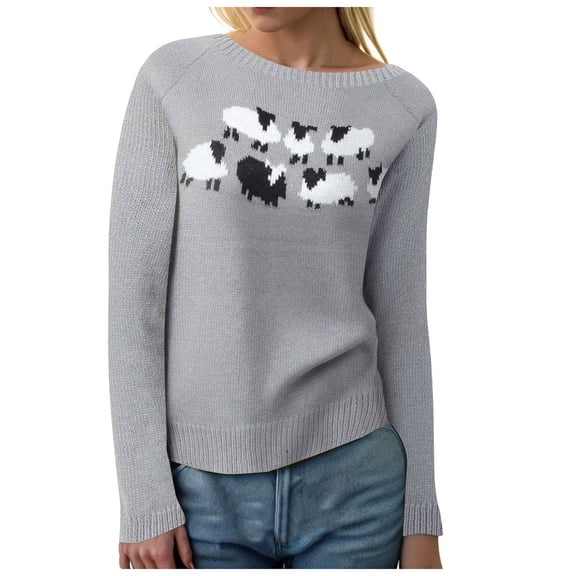 zaveiop Cable Stitch Women's Colorblock Boxy Pullover Sweater Top - Crewneck Long Sleeve Casual Lightweight Cotton Knitwear (Z5-Grey, XL)