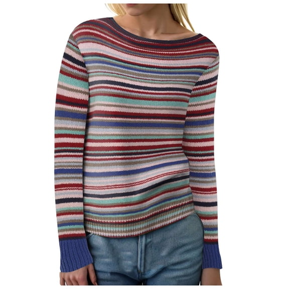 zaveiop Cable Stitch Women's Colorblock Boxy Pullover Sweater Top - Crewneck Long Sleeve Casual Lightweight Cotton Knitwear (Z5-Purple, S)