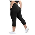 thumbnail image 1 of zaveiop Capri Pants for Women Summer Solid Leggings with Pocket Knee Length High Waisted Stretch Yoga Pants (Black, 2XL), 1 of 9