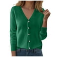 thumbnail image 1 of zaveiop Cardigan Sweaters for Women Casual Button Down V Neck Knit Cardigans Fall Solid Boho Long Sleeve Clothes (Army Green, L), 1 of 4