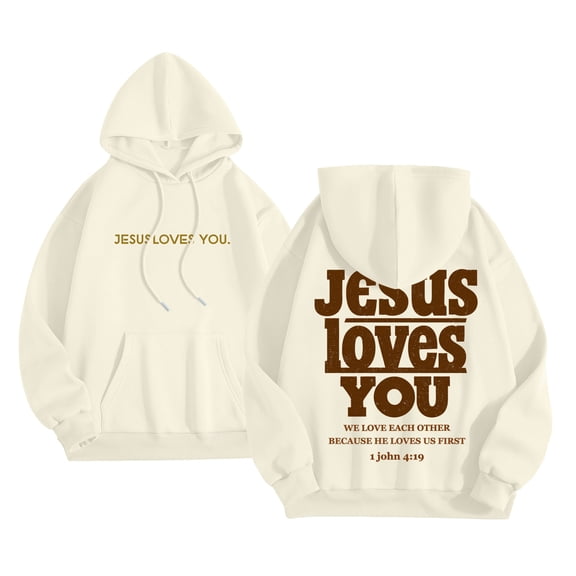 zaveiop Christian Graphic Hoodies Fall Fashion 2025 Preppy Letter Print Long Sleeve Pullover Sweatshirt with Pocket Teen Girls (Z1-Beige, S)