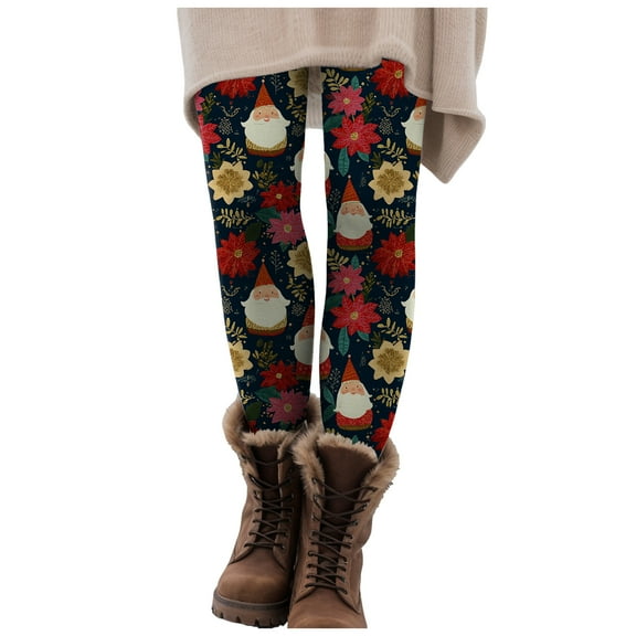 zaveiop Christmas High Waist Workout Leggings for Women Tummy Control Printed Yoga Pants with Pockets Holiday Costume (Dark Green, L)