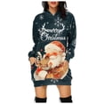 thumbnail image 1 of zaveiop Christmas Hooded Sweatshirt Dress Women Long Sleeve Above Knee Midi Xmas Apparel with Pockets Santa Festive Outfits (Z3-Navy, L), 1 of 4