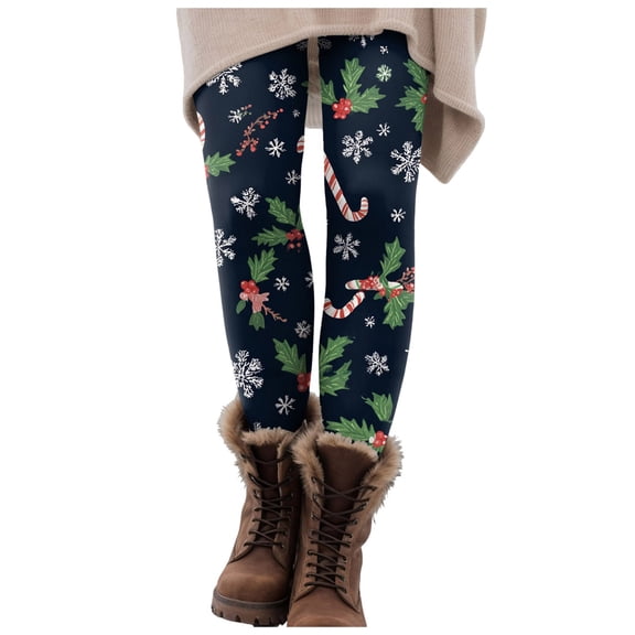 zaveiop Christmas Leggings for Women High Waisted Tummy Control Stretchy Yoga Pants Xmas Holiday Printed Soft Comfy Tights (Dark Blue, M)