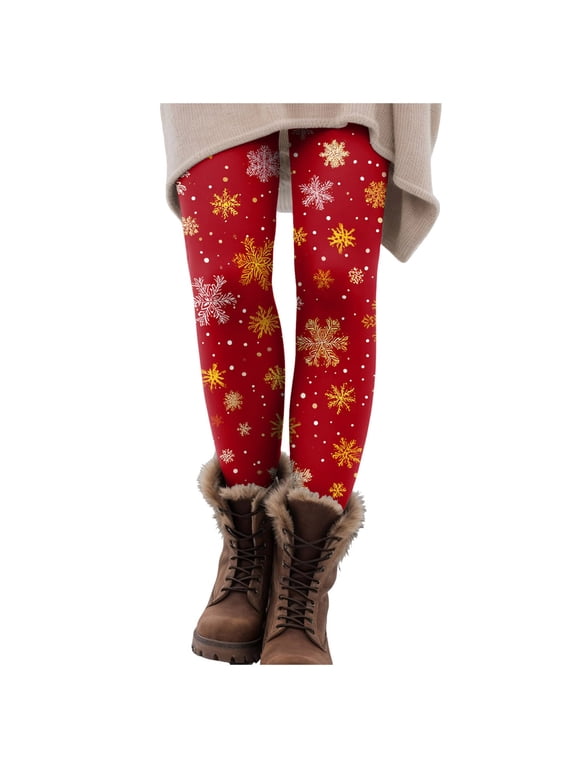 Christmas Leggings for Women High Waisted Tummy Control Stretchy Yoga Pants Xmas Holiday Printed Soft Comfy Tights (Red, XXL)