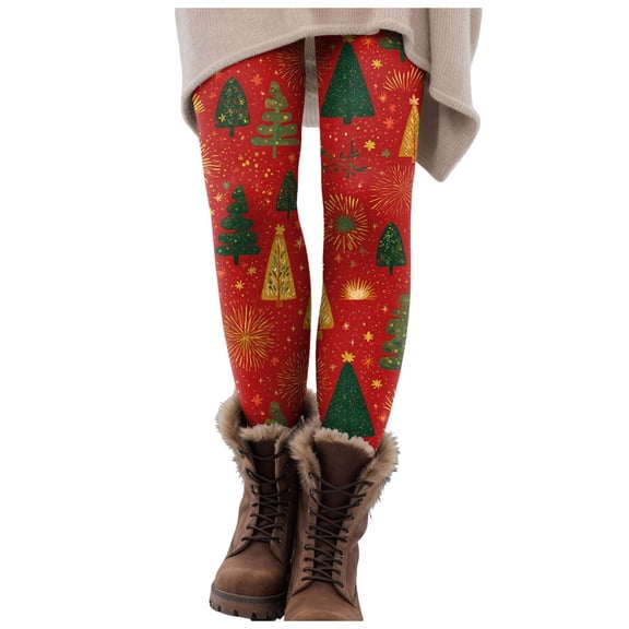 zaveiop Christmas Leggings for Women Xmas High Waisted Baggy Pants Ankle Length Brushed Holiday Soft Leggings Fall Gym Pajamas (Z6-Red, XXL)