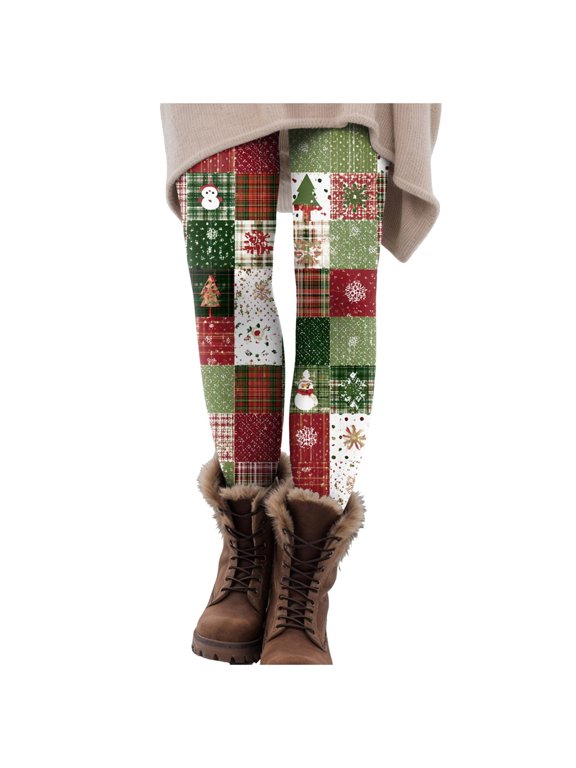 Christmas Pajama Pants Women Santa Claus Print Elastic Waist Soft Comfy Pj Pant Ankle Length Christmas Day Leggings (Z6-Green, S)