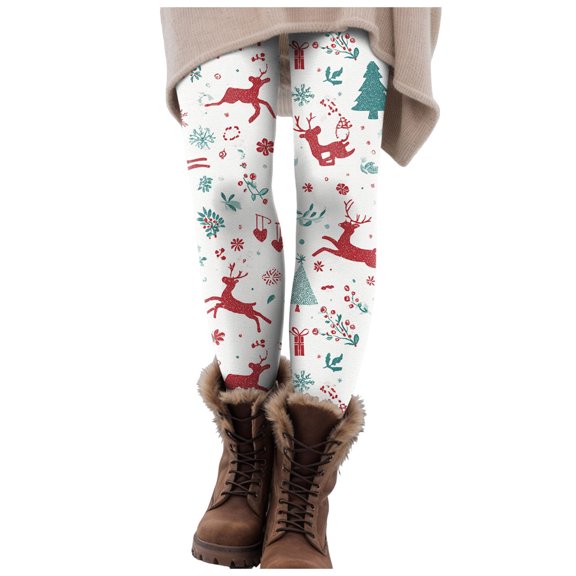 zaveiop Christmas Pajama Pants Women Santa Claus Print Elastic Waist Soft Comfy Pj Pants Ankle Length Christmas Day Leggings (Z3-White, XXL)