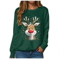 thumbnail image 1 of zaveiop Christmas Red Nose Reindeer Long Sleeve T-Shirt (Green, M), 1 of 9