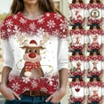 thumbnail image 1 of zaveiop Christmas Sales Shirts for Women 3/4 Length Sleeve Tops Cartoon Reindeer Casual Crewneck Sweatshirts Ugly Xmas Sweater Blouses (Army Green, ), 1 of 4