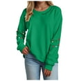 thumbnail image 1 of zaveiop Christmas Sweatshirt Women Christmas Light Sweatshirts Merry and Bright Xmas Long Sleeve Shirts Crewneck Pullover Tops (Green, XL), 1 of 5