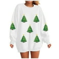 thumbnail image 1 of zaveiop Christmas Sweatshirt for Women Crewneck Sequin Christmas Tree Sweater Xma Long Sleeve Holiday Pullover Shirts (Z-White, L), 1 of 8