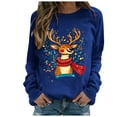 thumbnail image 1 of zaveiop Christmas Sweatshirts for Women Christmas Elk Graphic Pullover Shirts Holiday Tops Long Sleeve Winter Clothes (Z-Blue, XXL), 1 of 3