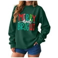 thumbnail image 1 of zaveiop Christmas Sweatshirts for Women Merry and Bright Sweatshirt Vintage Crewneck Long Sleeve Pullover Tops (Green, S), 1 of 6