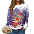 thumbnail image 1 of zaveiop Christmas Sweatshirts for Women Ugly Cute Sweatshirt Elk Print Casual Sweaters Long Sleeve Crewneck Pullover Top (Z3-Purple, L), 1 of 8