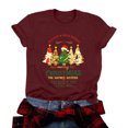 thumbnail image 1 of zaveiop Christmas Tshirts Women Holiday Christmas Graphic Print Crewneck Shirt Trendy Short Sleeve Loose Casual Tee Tops (Z1-Wine, L), 1 of 8