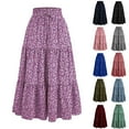 thumbnail image 1 of zaveiop Floral Maxi Skirt for Women Summer Comfy Tiered Elastic High Waisted Skirts Vacation A-Line Flowy Swing Long Skirts (Green, S), 1 of 4