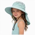 thumbnail image 1 of zaveiop Girls Sun Hat Baby Beach Hats Boys UPF 50+ Kids Summer Protection Cap Toddler Breathable Caps Wide Brim Neck Flap (Z03-Light Green), 1 of 6
