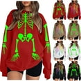 thumbnail image 1 of zaveiop Halloween Gothic Skeleton Sweatshirts for Women Punk Skull Oversized Graphic Sweater Y2k Long Sleeve Apparel Pullover (Light Green, XXL), 1 of 4