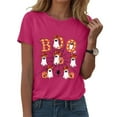 thumbnail image 1 of zaveiop Halloween Shirts for Women 2025 Boo Print Shirt Women Seven Ghost Pumpkin Spider Graphic Tee Spooky Season T-Shirt (Z-Hot Pink, L), 1 of 5