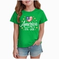 thumbnail image 1 of zaveiop Kid Toddler Girl 4th of July Shirt 250th Anniversary T-Shirt 1776 2026 Tees Independence (Green, 3-4 Years), 1 of 4