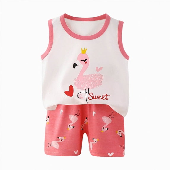 zaveiop Kids Boys Girls Pajamas Set Letter Crew Neck Tee Shorts 2-3 Years 3-4 Years 4-5 Years Breathable Cotton Jersey Pullover Beach Vacation Skin Friendly (Z02-Red, 5-6 Years)