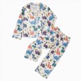 thumbnail image 1 of zaveiop Kids Pajamas Toddler Boy Girl Cute Long Sleeve Button Up Shirt Top Long Pants Sleepwear Loungewear (Blue, 3-4 Years), 1 of 6