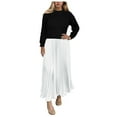 thumbnail image 1 of zaveiop Ladies' Fashion Solid Color Knitted Long Sleeve Hoodie Spliced Crimson Dress Round Neck Headless Hoodie Spliced Crimson Dress (Z4-White, XL), 1 of 6