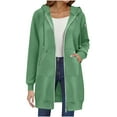 thumbnail image 1 of zaveiop Long Hoodies for Women Zip up Drawstring Tunic Sweatshirt Casual Long Sleeve Fall Jacket Coat with Zipper Pockets (Z5-Light Green, L), 1 of 4