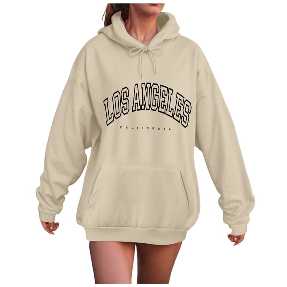 zaveiop Los Angeles Fall Hooides for Women Lightweight Oversized Sweatshirts 2025 Casual Fashion Tops Trendy Clothes (Z3-Beige, XL)
