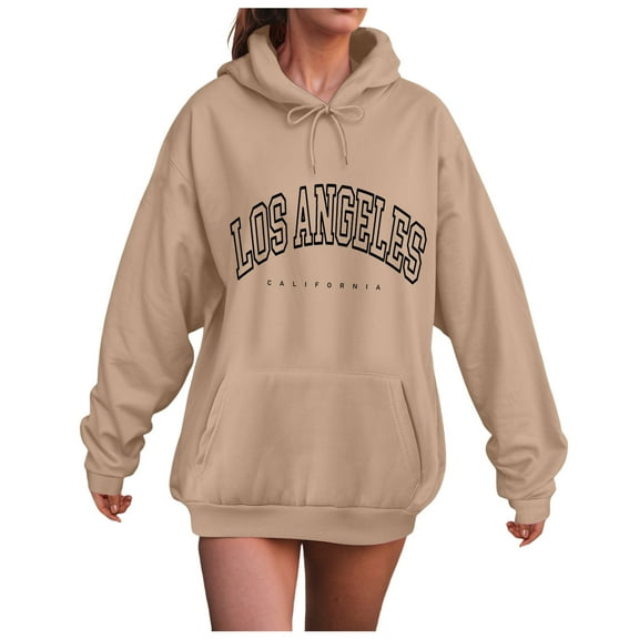 zaveiop Los Angeles Fall Hooides for Women Lightweight Oversized Sweatshirts 2025 Casual Fashion Tops Trendy Clothes (Z3-Khaki, M)