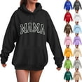 thumbnail image 1 of zaveiop Mama Sweatshirt Casual Long Sleeve Hoodies Fall Loose Mom Gift Drawstring Pullover Tops with Pockets 2025 Big Sales (Dark Gray, 3XL), 1 of 4
