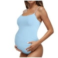 thumbnail image 1 of zaveiop Maternity One Piece Swimsuit Seamless One Size Bathing Suit Ribbed U-Shaped Back Pregnancy Swimwear (Blue, XL), 1 of 9