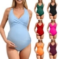 thumbnail image 1 of zaveiop Maternity Swimsuit for Women One Piece Swimsuits Pregnancy Swimwear Spaghetti Straps Ruched Adjustable (Orange, XXL), 1 of 7