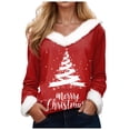 thumbnail image 1 of zaveiop Merry Christmas Sweaters for Women Fashion V Neck Long Sleeve Casual Sweatshirts Graphic Xmas Holiday Pullover Top (Z3-Pink, XXL), 1 of 4