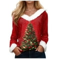 thumbnail image 1 of zaveiop Merry Christmas Sweaters for Women Fashion V Neck Long Sleeve Casual Sweatshirts Graphic Xmas Holiday Pullover Top (Z5-Watermelon Red, XXL), 1 of 4