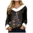 thumbnail image 1 of zaveiop Merry Christmas Sweaters for Women Faux Fur Trim 2025 V Neck Long Sleeve Holiday Pullover Sweatshirts Graphic Xmas (Light Purple, 3XL), 1 of 5