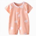 thumbnail image 1 of zaveiop Newborn Girl Clothes,Newborn Onesies,Nowborn Thin Soft Front Button-Up Jumpsuit Solid Color Toddler Round Neck Short Sleeve Breathable Bodysuit (Orange, 6-12 Months), 1 of 4