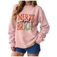 thumbnail image 1 of zaveiop Oversized Christmas Pullovers Women Merry Bright Colorful Letter Printed Sweatshirt Christmas Long Sleeve Sweatshirt (Z-Pink, XL), 1 of 6