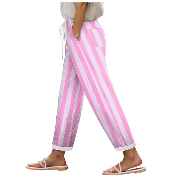zaveiop Palazzo Pants for Women Boho Print Palazzo Pants High Waist Wide Leg Beach Trousers (Pink, S)